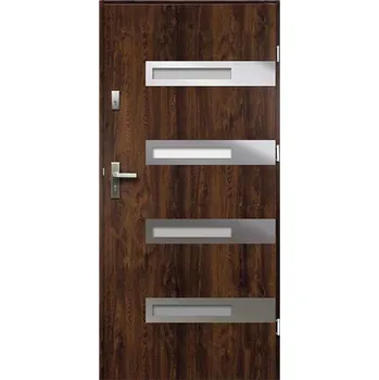 Vchodové dveře RADEX Dveře vchodové ocelové RHEIA, ořech, 90L (včetně zárubně 2070x1000mm)