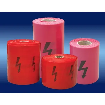 Výstražná páska FOLIE 33/250 RUDÁ S BLESKEM VÝSTRAŽNÁ