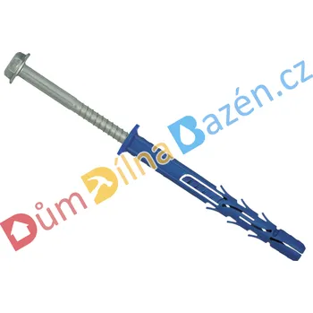 Hmoždinka Hmoždinka rámová s límcem + vrut s 6-hrannou hlavou TX 40 Zn Rozměr: 10x80