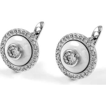 Náušnice biju Rhodiované náušnice se zirkony a bílým středem B:UNIQ 1280