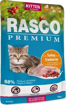 Krmivo pro kočku Rasco Premium Cat Pouch Kitten Turkey/Cranberries 85 g