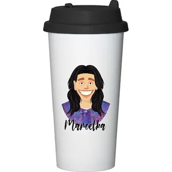 Cestovní nerezový hrnek s potiskem Cestovní hrnek Marcelka