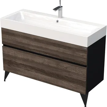 Koupelnový nábytek Koupelnová skříňka pod umyvadlo Naturel Luxe 120x56x46 cm černá břidlice/dřevo lesk LUXE120CDLBU