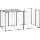 vidaXL Psí kotec stříbrný 220 x 110 x…