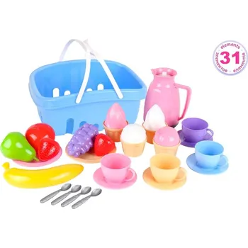 Dětská kuchyňka Mamido Dětský piknikový košík s potravinami modrý