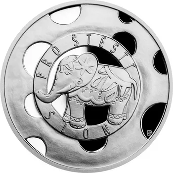 Česká mincovna Stříbrná medaile slon pro štěstí Proof 10 g