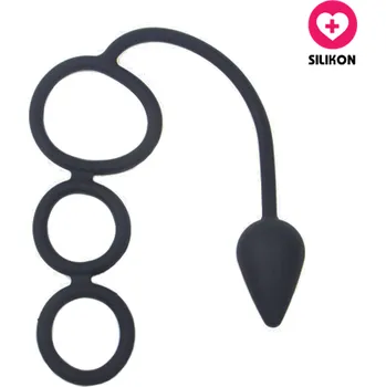 VšeNaSex.cz Silikonový erekční kroužek Anal Plug Triple Ring