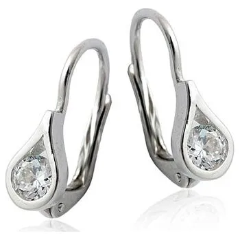 Náušnice Stříbrné náušnice s bílým zirkonem kapky