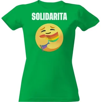Dámské tričko Tričko s potiskem Dámské zelené kampaňové triko Solidarita - PRIDE dámské
