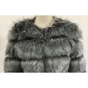 Chlupatý kožich crop bunda zimní se stojáčkem Barva: Stříbrná, Velikost: 3XL