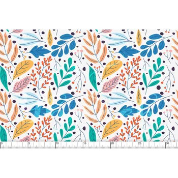 Zakázkový tisk, softshell, kočárkovina... Barevné lístky Látky k tisku: Microfirba