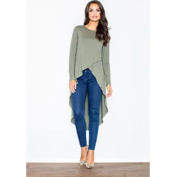 Dámská tunika Dlouhá asymetrická tunika M412 Olive green Velikost: M