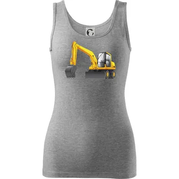 Dámské tričko Bagr bez nápisu ze předu - Dámské tílko - 2XL ( Tmavě šedý melír )