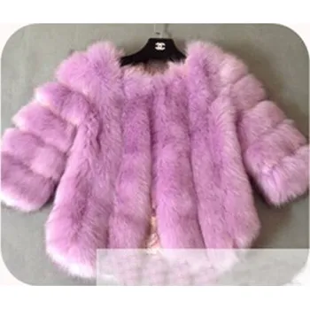 Dámská parka Dámská plyšová bunda kožich krátký prošívaný Barva: Fialová, Velikost: XL
