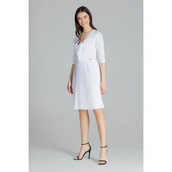 Dámské šaty Jarní šaty s výstřihem L076 White Velikost: M