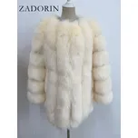 Dlouhý kožich prošívaná zimní bunda chlupatá Barva: Béžová, Velikost: XL