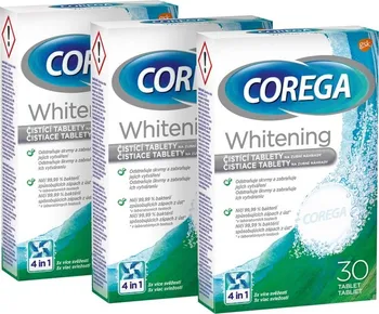 Péče o zubní náhradu Corega Whitening čistící tablety 3x 30 ks