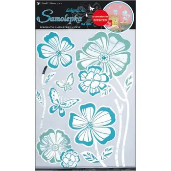 Anděl Přerov Samolepky na zeď květy s modrou konturou zrcadlové 49 x 29 cm