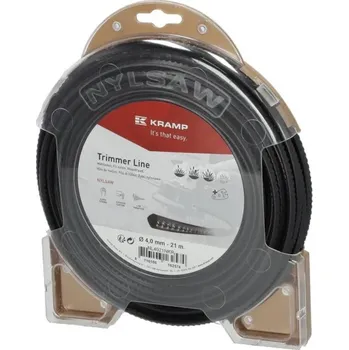 Žací struna Kramp Nylsaw, zubatá, 4,0 mm x 21 m (KP-NL4021NKR) (Kramp žací struna pro vyžínače (křovinořezy) - čtyřhranná se zoubky, síla 3,5 mm, délka 27 m)