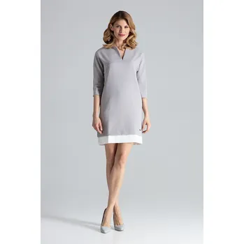 Dámské šaty Šedé šaty s bílým lemováním M333 Velikost: M