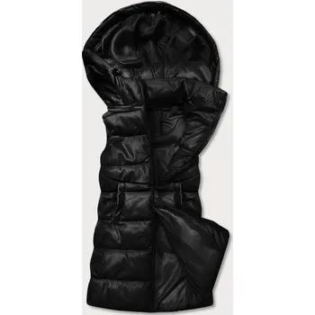 Dámská vesta Teplá černá dámská vesta z eko kůže (D-3231-1) odstíny černé XXL (44)