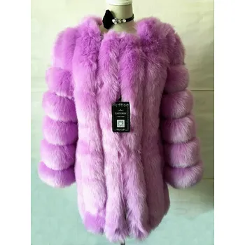Dlouhý kožich prošívaná zimní bunda chlupatá Barva: Fialová, Velikost: 4XL