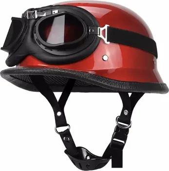 Helma na motorku Awina ReTR-GERM-Rd-s lesklá červená + brýle