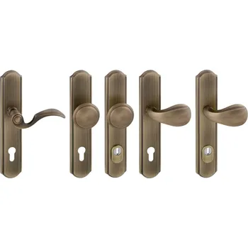 Dveřní kování MP KOVÁNÍ MI - LYON / RAMA Provedení: klika / klika s PZ otvorem (otvor pro vložku), Povrch: OGS - bronz česaný mat, Rozteč: 72 mm