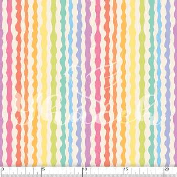 Zakázkový tisk, softshell, kočárkovina... Duhové vlnky Látky k tisku: Fleece