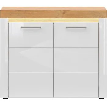 Komoda Brwcz HORTON KOM2D bílý lesk/dub zlatý grandson