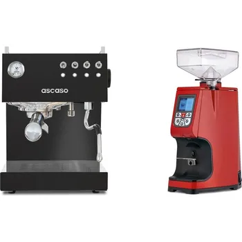 Kávovar Ascaso Steel DUO, Black + Eureka Atom 60, ferrari red