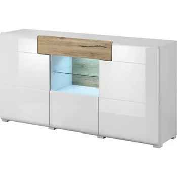 Komoda Helvetia Meble Toledo TL26 matná bílá/lesklá bílá/san remo