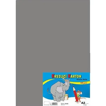 Karton Kreslící karton A2, 180g, šedý, 10 listů