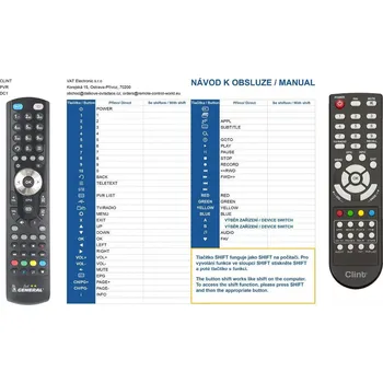 General CLINT DC1, DC3, DC5 - náhradní dálkový ovladač