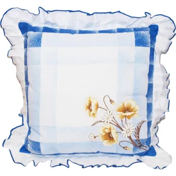Polštář Polštář Máky s volánem modrý, 40x40 cm