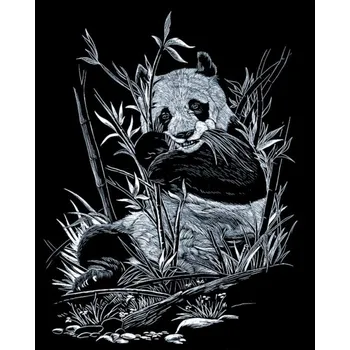 Puzzle Stříbrný škrabací obrázek Panda