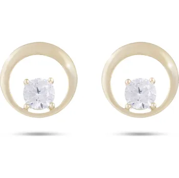Náušnice biju Pozlacené náušnice 14k pecky, kruh s čirým zirkonem 1002437