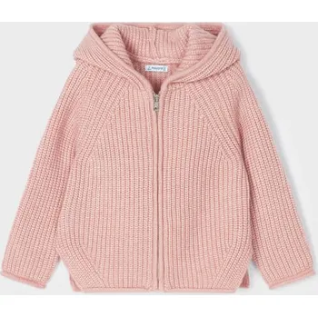 Dětská móda Mayoral Pletený svetr s kapucí 4314 růžová Rozměr: 134