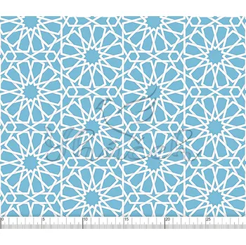 Fleece antipiling, Geometrické květiny na modré