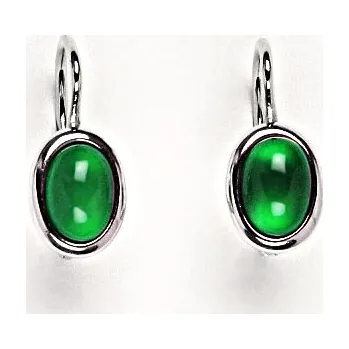 Náušnice Stříbrné náušnice přírodní kamen Green agate 7 x 5, NK 1354