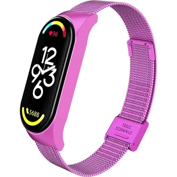Sportovní měřič Milánský tah - kovový náhradní řemínek pro Mi Band 7 se zapínáním Barva: Fialová MBSCZ-7MTSZ07
