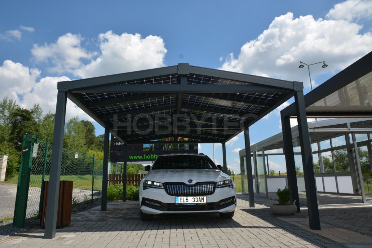 Hliníkový solární přístřešek na auto SOLAR ENERGO s fotovoltaikou