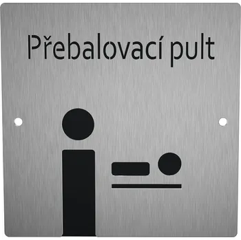 Domovní cedule Nerezový piktogram PŘEBALOVACÍ PULT 1b Rozměr: 10 x 10 cm