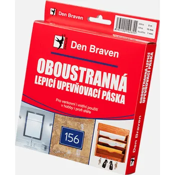Den Braven oboustranná lepicí páska 25 x 1 mm x 5 m Varianta: Oboustranně lepicí upevňovací páska v krabičce 15 mm × 1 mm, délka 10 m 10 m bílá