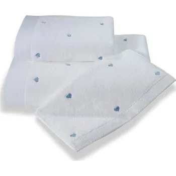 Ručník Dárková sada malých ručníků MICRO LOVE, 3 ks - Bílá / modré srdíčka, Soft Cotton