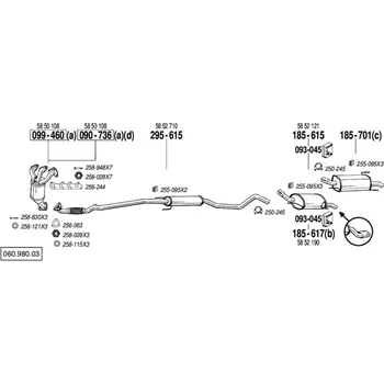 Střední díl výfuku střední tlumič výfuku Bosal 295-615