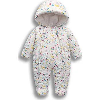 Kojenecká kombinéza HONEY KING Zimní kojenecká kombinéza bílá s květy Velikost: 68