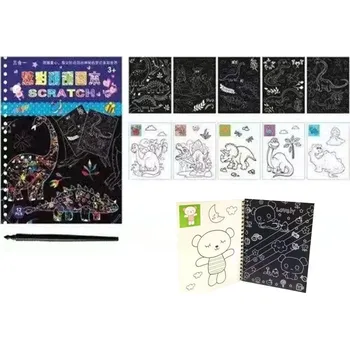 omalovánky Impap Obrázky škrabací + omalovánky 14x18 cm 10l - 001 dino