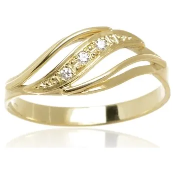 Prsten Dámský prsten ze žlutého zlata s diamanty BP0081F + DÁREK ZDARMA