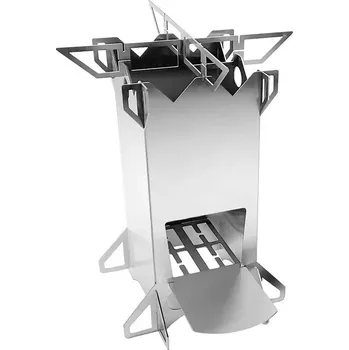 Recenze Přenosná skládací venkovní kamna na dřevo 18,8 x 23,6 cm stříbrná Turistický vařič Recenze Přenosná skládací venkovní kamna na dřevo 18,8 x 23,6 cm stříbrná